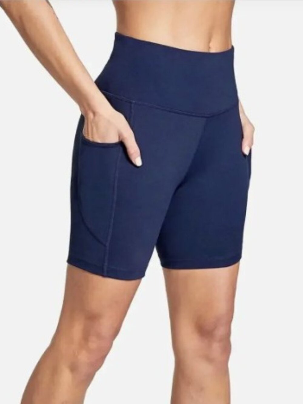 Baleaf Navy Bike Shorts Small High Waist Side pockets Yoga Athletic Workout